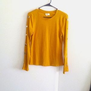 XL yellow with gold long sleeve blouse